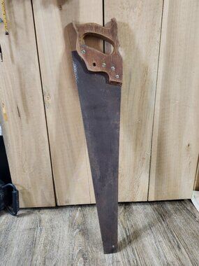 Vintage wooden handle hand saw 29"